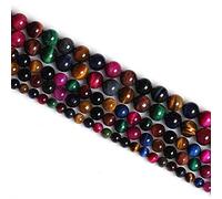 Perles œil de tigre en pierre naturelle AAA, disponible en rouge, jaune, or, bleu, vert, rose en diamètre de 6 mm, 8 mm, 10 mm et 12 mm par Ruilong, multicolore, 8 mm