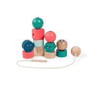 Perles Junior GA533 - 12 Grandes Perles en Bois avec 1 Corde, stimule la motricité Fine, la créativité et la Coordination œil-Main