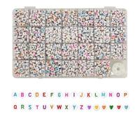 Perles Lettres,1400 pcs Acrylique Perles Alphabet Perles pour Bracelet Ronde Perle Bracelet,pour DIY Création Collier Bracelet Fabrication de Bijoux Artisanat