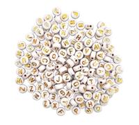 MÉGACRÉA Perles Lettres pour Enfant - Blanc et Or 0,7 x 0,3