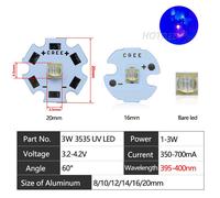 Perles Lumineuses À Puce Haute Puissance,Ultra Verre,Diode Violette,Uv Led,1w,3w Xpe 3535,365nm,Suspecnm,385nm,395nm,400nm,410nm,430nm,440nm,Bricolage - Type 395-400nm 60degree-20mm Led 1pcs
