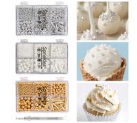 Perles mélangées or et blanc, comprenant des perles, des cœurs, des étoiles et des formes de bâtonnets. Livré avec un stylo à paillettes à 4 griffes, emballage en boîte cadeau. Convient pour la décora