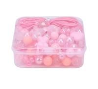 Perles mélangées, perles assorties en plastique ABS élégantes et mignonnes avec cordon de perles, fabrication de bijoux, perles artisanales pour bracelets, colliers, porte-clés, (Rose)