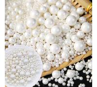 Perles Nacrées 130g/4.6oz - Décorations Alimentaires Pâtisserie - Décors Sucrés Comestibles - Boules Sprinkles - Pour Desserts, Gâteaux, Bûches - Noël, Anniversaire Blanc et décoration de au quotidien
