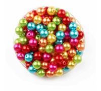 Perles acryliques nacrées - Multicolore vives - 130 pièces - D 0,8 cm Multicolore