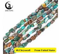 Perles Naturelles Irrégulières En Pierre De Larimar Authentique,6-8mm,15 Pouces,Espacement Pour Bricolage,Bijoux,Bracelet,Collier De Direction - Type 40chrysocoll-6-8mm(About 55pcs)