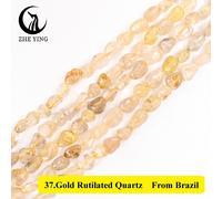 Perles Naturelles Irrégulières En Pierre De Larimar Authentique,6-8mm,15 Pouces,Espacement Pour Bricolage,Bijoux,Bracelet,Collier De Direction - Type 37gd Rutilated Qtz-6-8mm(About 55pcs)