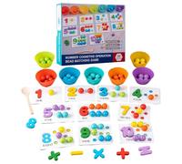 Perles Numériques d'apprentissage en Silicone - Jouet de Perles à Compter avec Baguettes et Cuillères - Jeu Éducatif De Reconnaissance des Nombres pour pour Anniversaire Et Thanksgiving