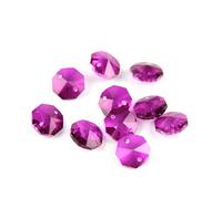 Perles octogonales en cristal, 14mm, 2 trous/1 trou, perles en vrac, pièces de lustre, 50 pièces/100 pièces(Fuchsia,1 Hole-100pcs)
