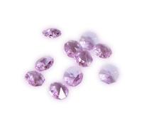 Perles octogonales en cristal, 14mm, 2 trous/1 trou, perles en vrac, pièces de lustre, 50 pièces/100 pièces(Lilac,1 Hole-50pcs)