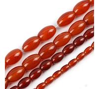 Perles ovales en forme de riz d'agate rouge naturelle véritable de 4 à 12 mm pour bijoux, colliers ou bracelets 38,1 cm
