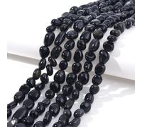Perles ovales en obsidienne noire naturelle de 6 à 8 mm, en pierre semi-précieuse d'environ 39,4 cm, pour la fabrication de bijoux