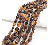 Perles ovales en pierre semi-précieuse œil de tigre jaune naturel de 6 à 8 mm, environ 39,4 cm, pour la fabrication de bijoux