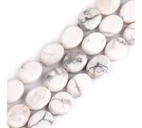 Perles ovales naturelles en howlite blanche pour la fabrication de bijoux 38,1 cm (8 x 10 mm)