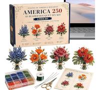 Perles patriotiques | Collection de perles artisanales rouges, bleues et blanches, création de fleurs sur le thème américain, pour adultes, familles, femmes, hommes et débutants
