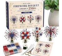 Perles patriotiques | Ensemble de fleurs avec perles faites à la main | Kit pour créer un bouquet pour le 4 juillet - Pour adultes, amoureux, familles, femmes, hommes qui célèbrent le jour de