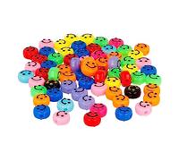 Perles plastique visages souriants coloris assorties diam. 9,5mm. trou 2mm. 450 unités aprox. En bocal