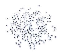 Perles Plastiques Av. Lettres, 6mm Ø, Blanc, 40g