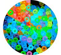 Perles poney - Perles de bracelet multicolores pour tresses de cheveux, perles en plastique pour loisirs créatifs (lot de taille M, phosphorescent)..