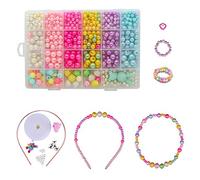 Perles pour Enfants,DIY Perles Plastique Coloré 24 Compartiments Kit De Loisirs Créatifs L'atelier De Bijoux Fabrication de Bracelet Collier en PVC Box comme cadeau pour les enfants filles 480 pièces