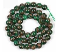 Perles rondes cloisonnées en pierre naturelle, agate, verre, quartz, turquoise, druzy, pour la fabrication de bijoux, accessoires de bricolage, vente en gros - Cloisonné vert - 6 mm
