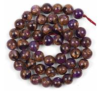 Perles rondes cloisonnées en pierre naturelle, agate, verre, quartz, turquoise, druzy, pour la fabrication de bijoux, accessoires DIY, vente en gros - Cloisonné violet - 6 mm