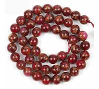 Perles rondes cloisonnées en pierre naturelle, agate, verre, quartz, turquoise, druzy, pour la fabrication de bijoux, accessoires DIY, vente en gros - Cloisonné rouge - 6 mm