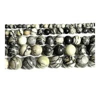 Perles rondes en agate naturelle, jade, améthyste, œil de tigre, lapis-lazuli, cristal, pour la fabrication de bijoux, bracelets, 4, 6, 8, 10, 12 mm, réseau noir, environ 95 pièces