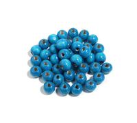 Perles rondes en bois d'érable colorées, grand trou, espaceurs libres(Blue,12mm 100pcs)