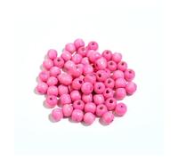 Perles rondes en bois d'érable colorées, grand trou, espaceurs libres(Pink,8mm 200pcs)