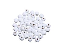 Perles rondes en bois d'érable colorées, grand trou, espaceurs libres(White,10mm 100pcs)