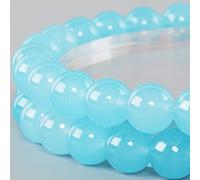 Perles rondes en calcédoine bleue naturelle de 6 mm - 60 pièces en vrac, perles de pierres précieuses pour la fabrication de bijoux, bracelets DIY, colliers - Comprend un cordon extensible en cristal