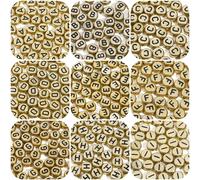 Perles rondes en forme de lettres acryliques couleur or, 50 pièces/lot, perles d'espacement de l'alphabet, amples pour la fabrication de bijoux, accessoires de Bracelet à faire soi-même X