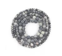 Perles rondes en hématite polie mate, espaceurs libres for la fabrication de bijoux et de bracelets(Black web jasper,6mm 61pcs)