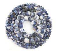 Perles rondes en hématite polie mate, espaceurs libres for la fabrication de bijoux et de bracelets(Flower sodalite,4mm 91pcs)