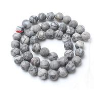 Perles rondes en hématite polie mate, espaceurs libres for la fabrication de bijoux et de bracelets(Map jasper,10mm 36pcs)