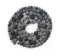 Perles rondes en hématite polie mate, espaceurs libres for la fabrication de bijoux et de bracelets(Snowflake jasper,4mm 91pcs)