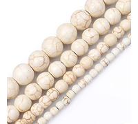 Perles rondes en howlite blanche de 10 mm pour la fabrication de bijoux sur fil de 38 cm (38 à 40 pièces)