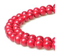 Perles rondes en howlite rouge naturelle pour la fabrication de bijoux, bracelets, colliers (6 mm)