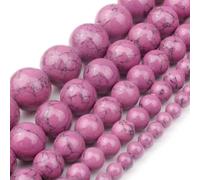 Perles Rondes en Howlite Turquoise Naturelle de 4 à 12 mm pour la Fabrication de Bijoux - Howlite Violette - 8 mm - 46 pièces