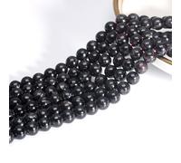 Perles rondes en hypersthène noir naturel de 6/8/10 mm pour la fabrication de bijoux, bricolage, travaux d'aiguille, bracelet, collier, breloques, artisanat (diamètre de l'article : 10 mm, 37 perles)