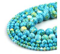 Perles Rondes En Jaspe De Pluie Coloré Bleu Orange,Pierres Naturelles De 4/6/8/10/12mm,Pour Bracelet,15 En Vrac - Type Bleu-8mm 46pcs Beads