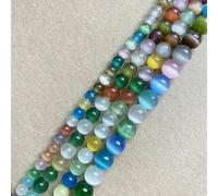 Perles rondes en pierre de lune naturelle œil de chat de couleurs mélangées de 15 pouces en vrac 4 6 8 10 12 mm Taille au choix pour la fabrication de bijoux DIY - Couleurs mélangées œil de chat - 6