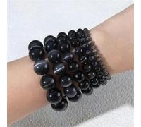 Perles rondes en pierre de lune rose et blanche, œil de chat, opale lisse, pour la fabrication de bijoux, bracelets, colliers, couleurs mélangées, 4 mm, 91 pièces, noires, 10 mm, 36 pièces