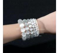 Perles rondes en pierre de lune rose et blanche, œil de chat, opale lisse, pour la fabrication de bijoux, bracelets, colliers, couleurs mélangées, 4 mm, 91 pièces, blanches, 8 mm, 46 pièces