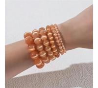 Perles rondes en pierre de lune rose et blanche, œil de chat, opale lisse, pour la fabrication de bijoux, bracelets, colliers, couleurs mélangées, 4 mm, 91 pièces, orange clair, 6 mm, 61 pièces