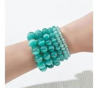 Perles rondes en pierre de lune rose et blanche, œil de chat, opale lisse, pour la fabrication de bijoux, bracelets, colliers, couleurs mélangées, 4 mm, 91 pièces, perles, bleu lac, 8 mm, 46 pièces