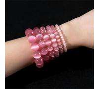 Perles rondes en pierre de lune rose et blanche, œil de chat, opale lisse, pour la fabrication de bijoux, bracelets, colliers, couleurs mélangées, 4 mm, 91 pièces, 36 pièces, rose, 10 mm