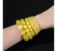 Perles rondes en pierre de lune rose et blanche, œil de chat, opale lisse, pour la fabrication de bijoux, bracelets, colliers, couleurs mélangées, 4 mm, 91 pièces, jaune, 6 mm, 61 pièces