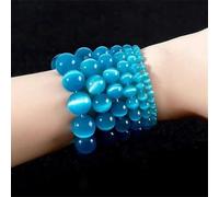 Perles rondes en pierre de lune rose et blanche, œil de chat, opale lisse, pour la fabrication de bijoux, bracelets, colliers, couleurs mélangées, 4 mm, 91 pièces, bleu, 6 mm, 61 pièces